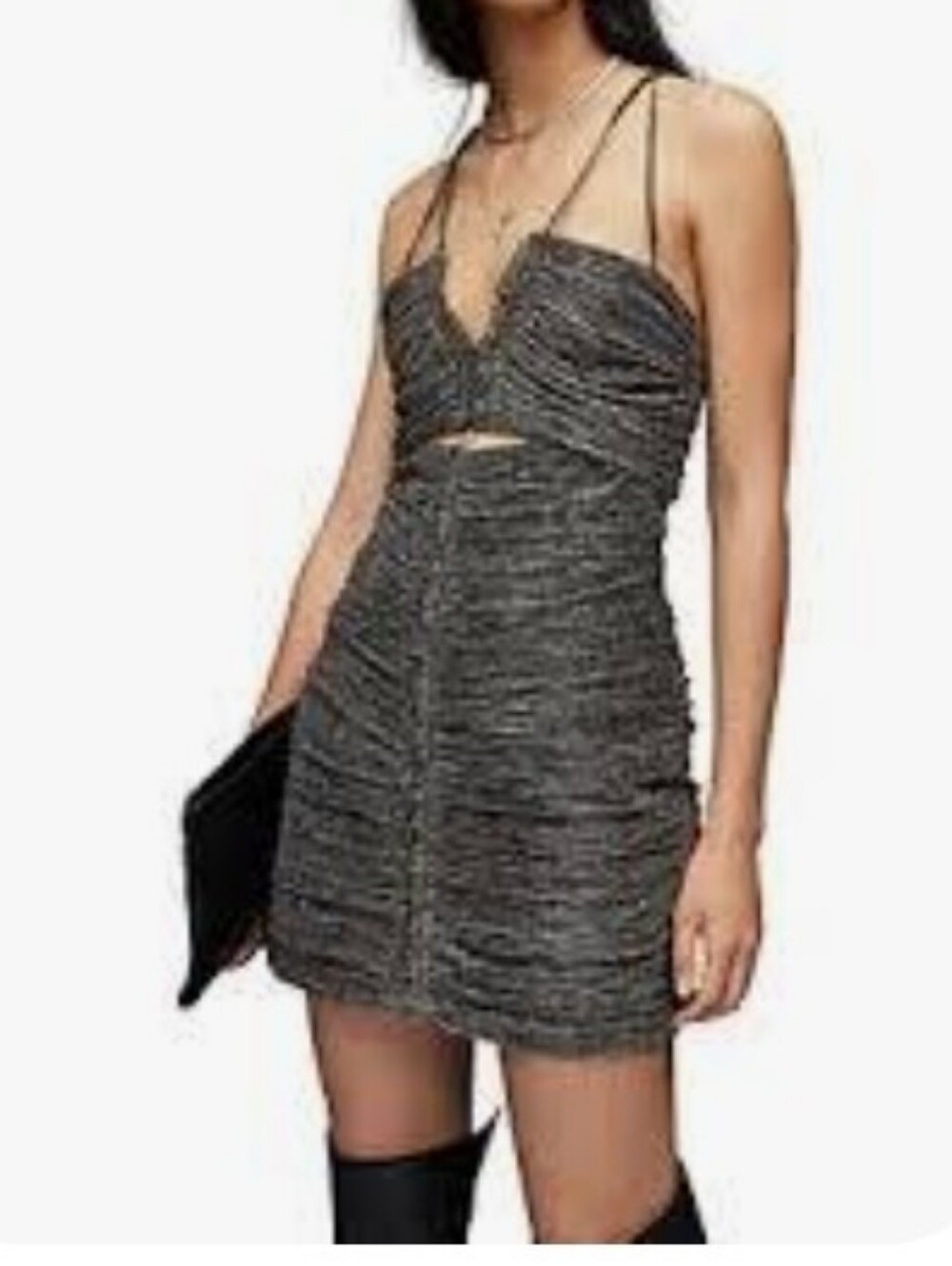 ALL SAITS Dani Shimmer Mini Dress